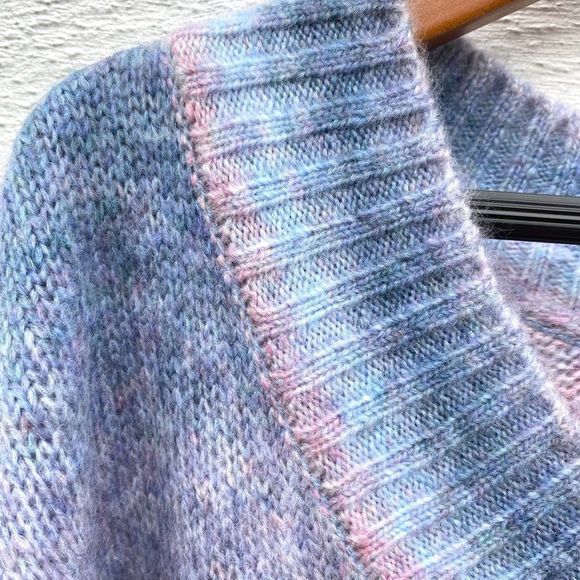 Sweater Blue Pink Cotton Candy Ombre Striped Knit - Picture 6 of 9